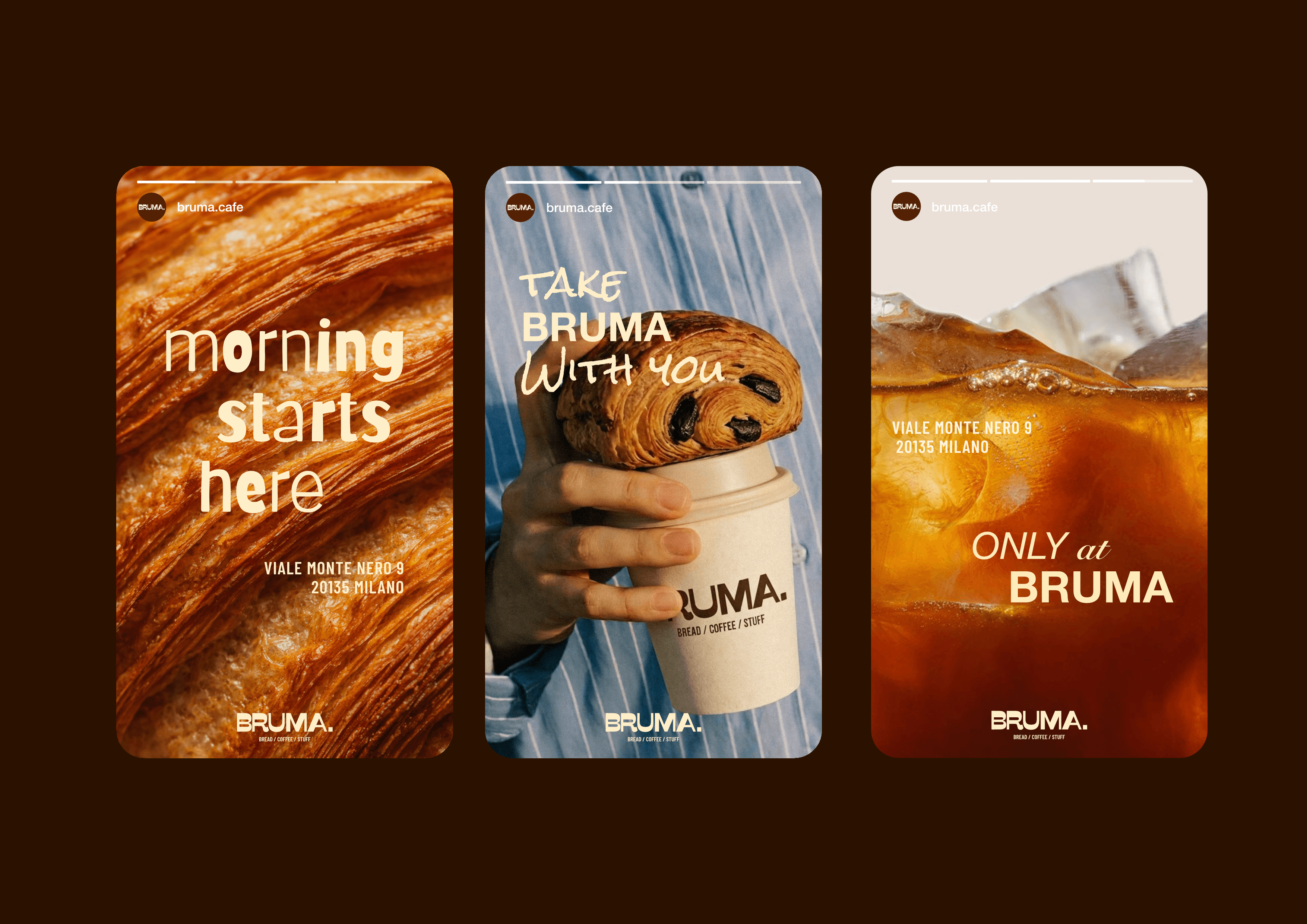 BRUMA Instagram story mockups.